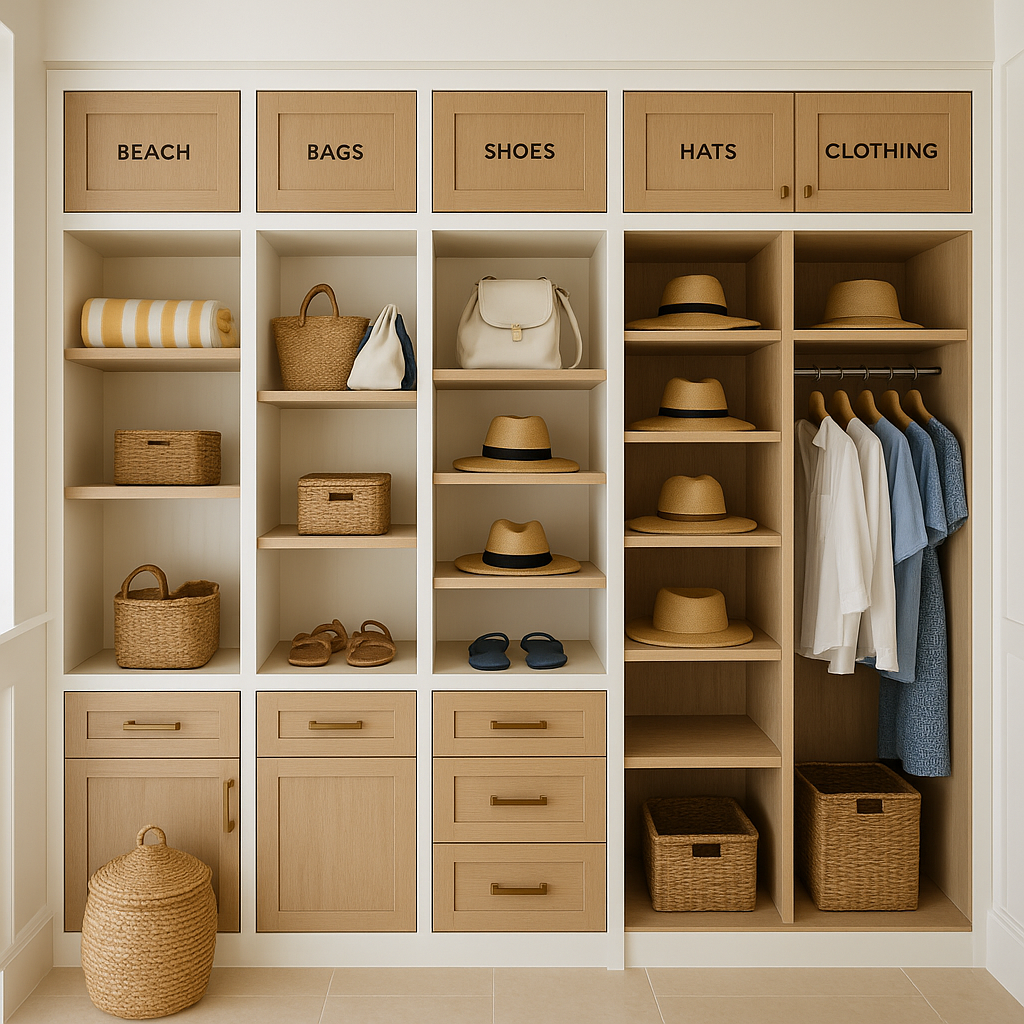 Personal storage area with organized owner items