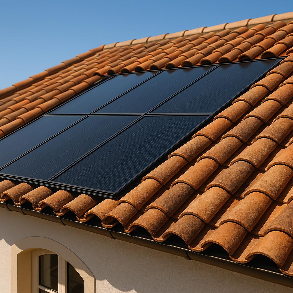 Seamlessly integrated solar panels on roof